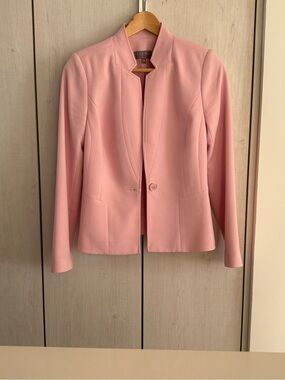 Laura Pink Collarless Single-Button Women's Blazer